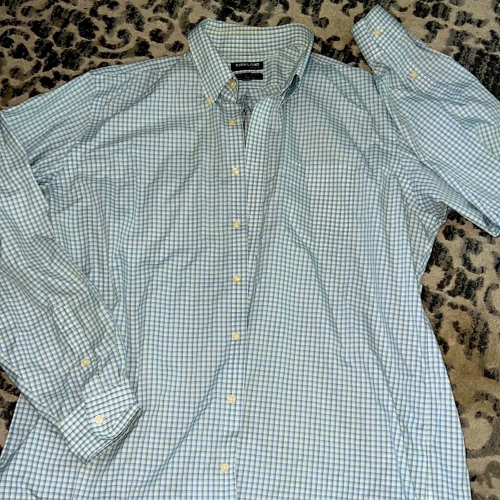 🔥 Blue/green Classic Fit Dress Shirt XL